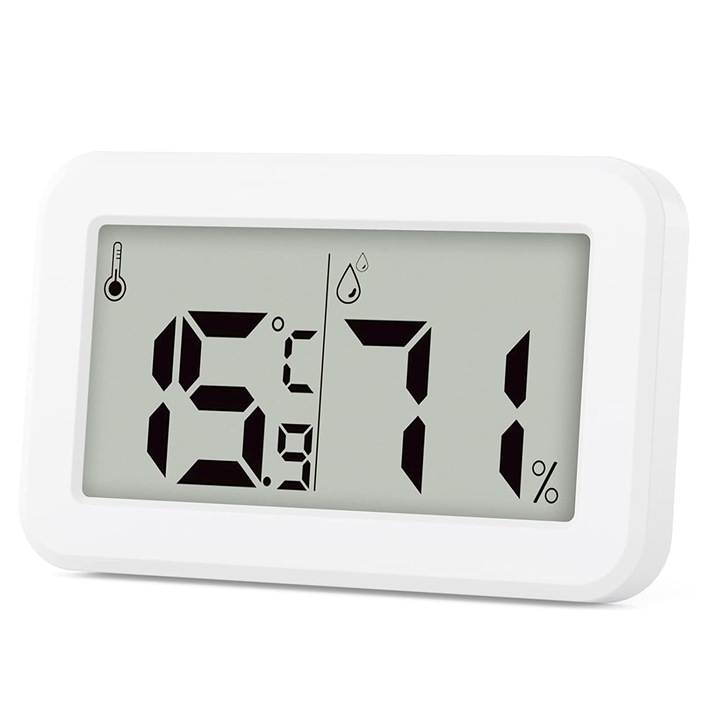 Термометър/хигрометър, цифров дисплей, бял