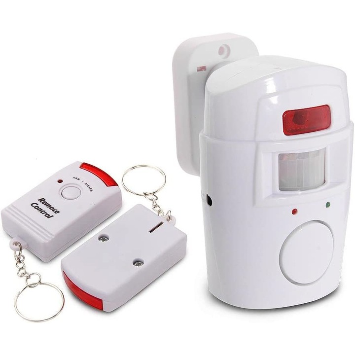 Alarma de efractie cu 2 telecomenzi, 110 dB, Alb
