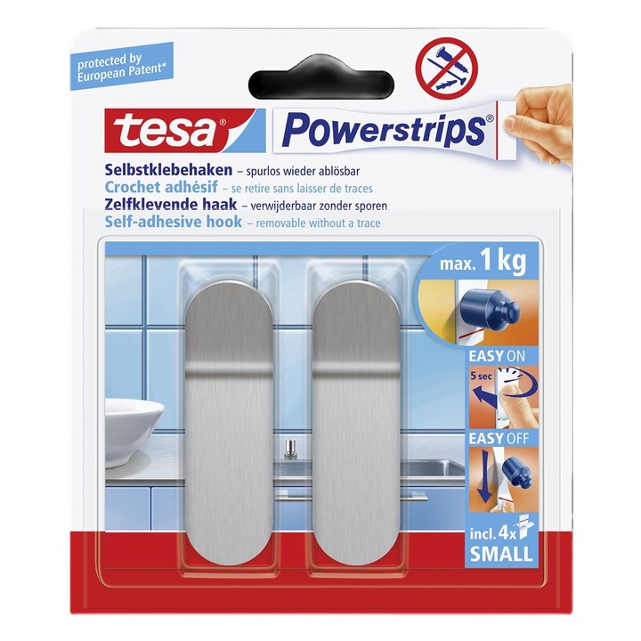 Carlig autoadeziv Metal 2bucati, 1kg Tesa