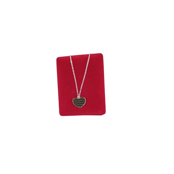 Colier placat cu argint 925, inimioara LOVE, 42 cmx1 mm, negru