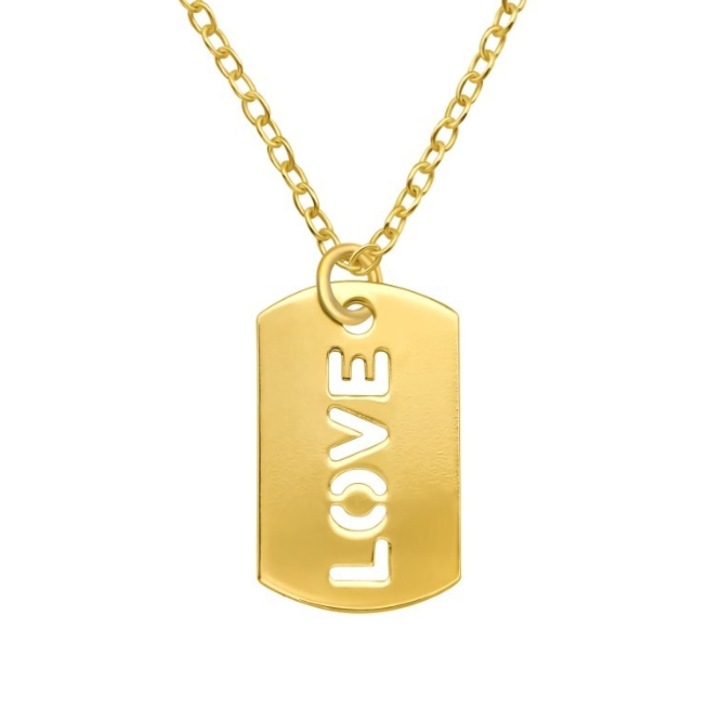 Lantisor cu placuta Love placat cu aur