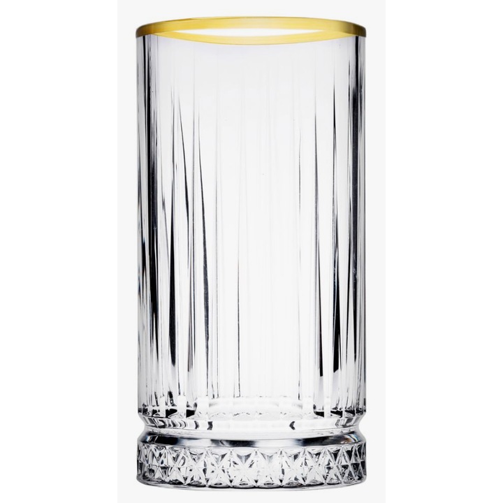 Set 4 pahare, Dajar, Sticla, 445 ml, Transparent/Auriu