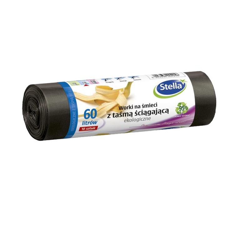 Set 10 saci menajeri eco, Stella, 60L, Negru