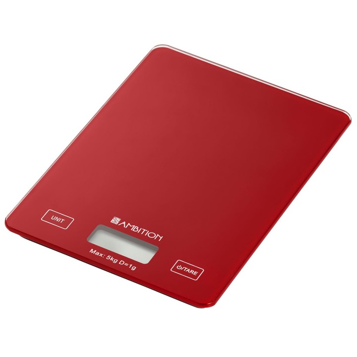 Cantar bucatarie max. 5kg, rosu, Ambition Cherry