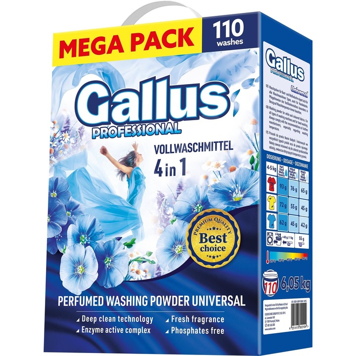 Професионален прах за пране, Gallus 4In1, Автоматичен, 6,05 кг