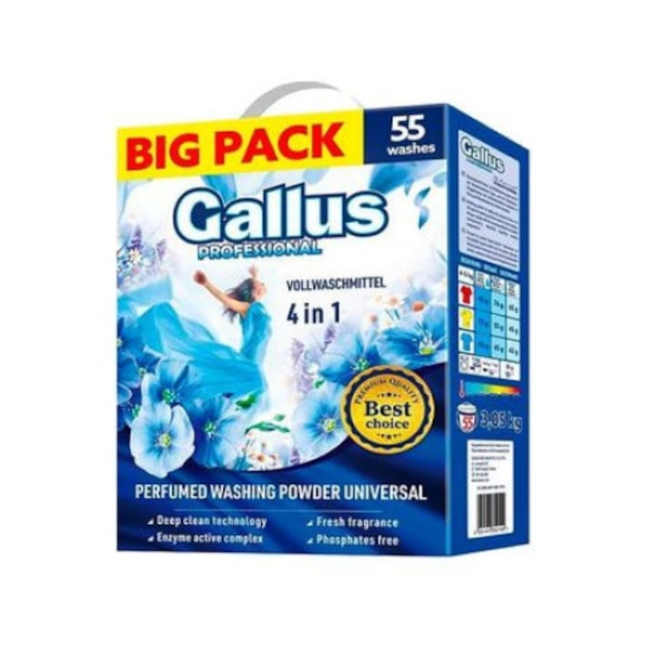 Професионален прах за пране, Gallus 4In1, За автоматична пералня, 3.05 кг