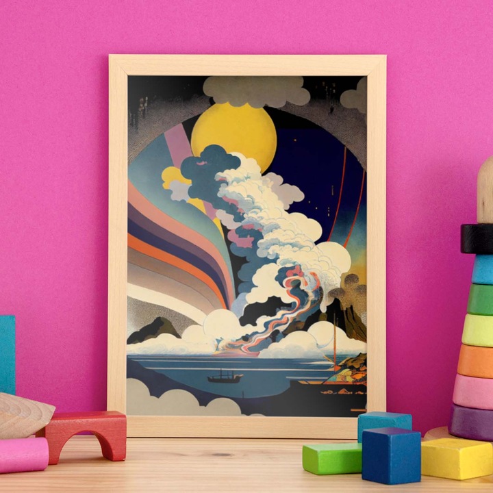 Poster decorativ, Nacnic, Rame bej, A4