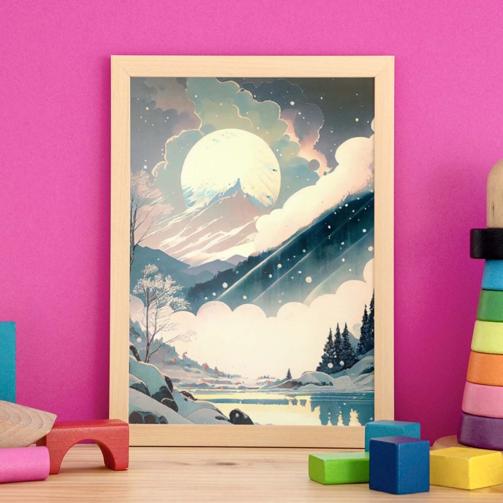 Poster decorativ, Nacnic, Rame bej, A4