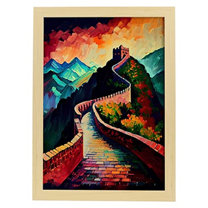 Poster Marele Zid Chinezesc in stil pictura in ulei. 101781-1-A4-CM-LW