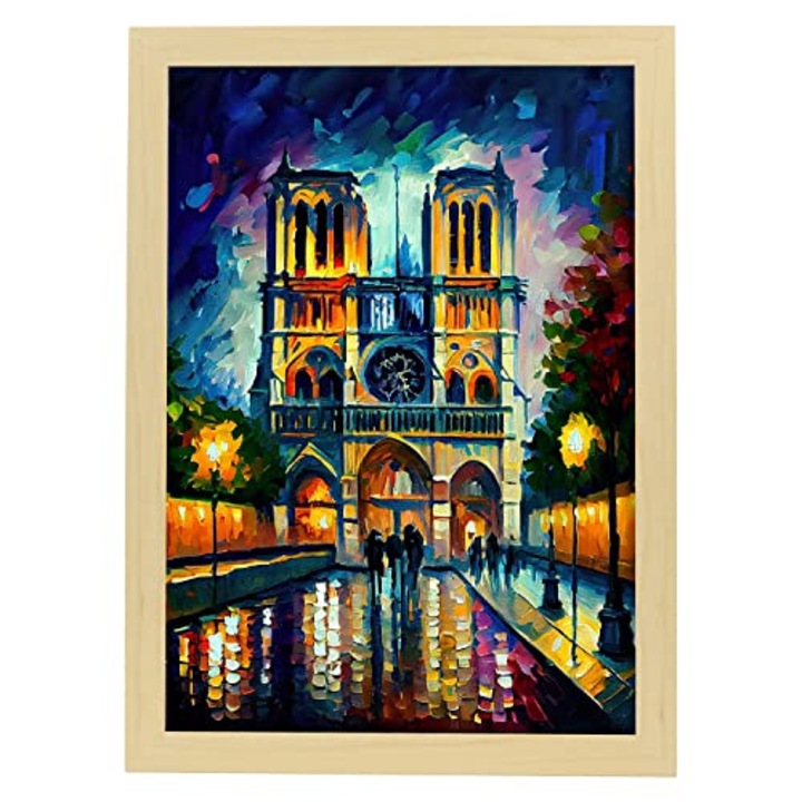 Poster Notre Dame in stil pictura in ulei. 101800-1-A3-CM-LW