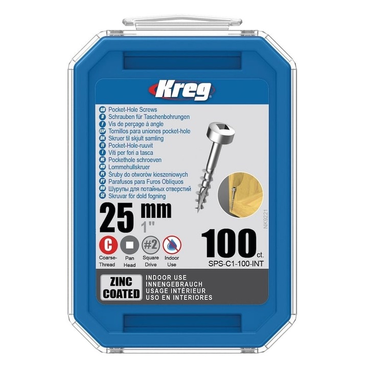 Set holtsuruburi pentru gauri in lemn Kreg SPS-C1-100-INT, Ø7x25 mm, 100 bucati