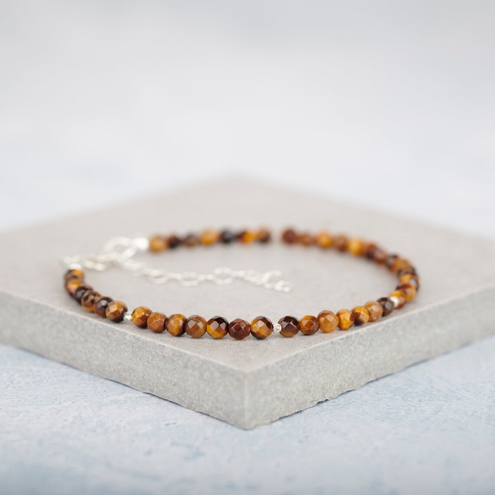 Bratara Ochi de tigru 3mm si argint handmade Dual Stax