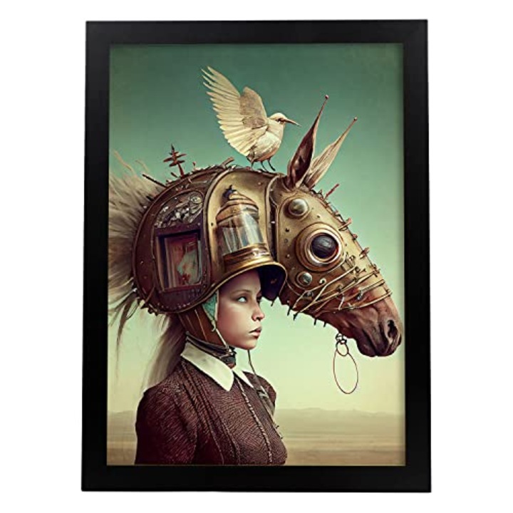 Tablou, Nacnic, Cap de cal, A3, Negru, 102114-1-A3-CM-BLACK