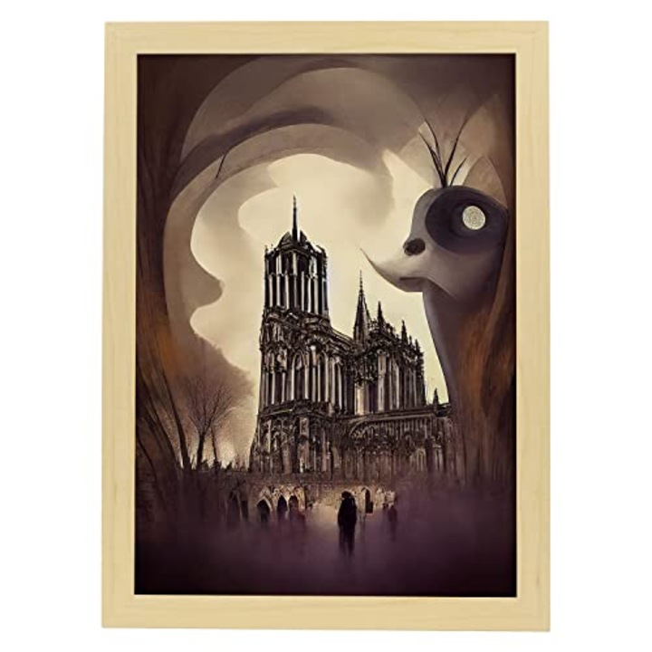 Tablou, Nacnic, Notre Dame Sociable, Cadru A3, Lemn, 100596-1-A3-CM-LW