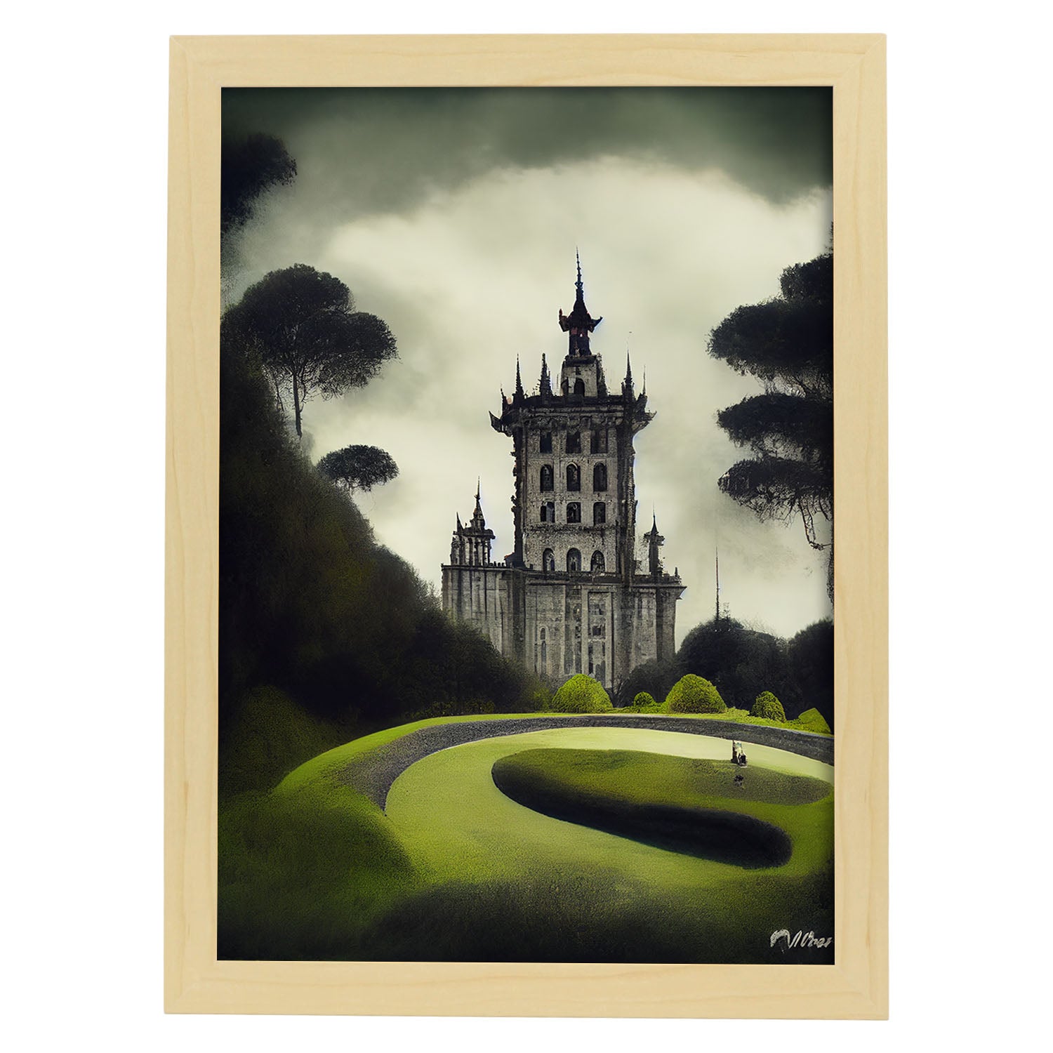 Nacnic Print Palace of Dependent Pena in stilul lui T. Burton, Cadru ...