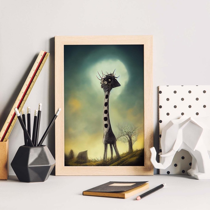 Tablou, Nacnic, Intellectual Girafe Plate, T. Burton. 100320-1-A4-SM