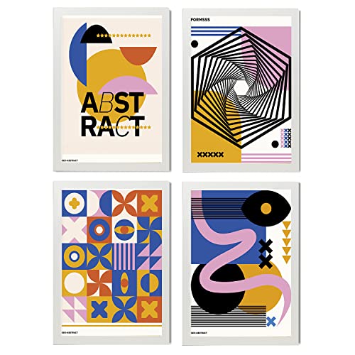 Set de 4 tablouri, Nacnic, Cubism Abstract, Alb, 18015-4-A4-CM-ALB ...