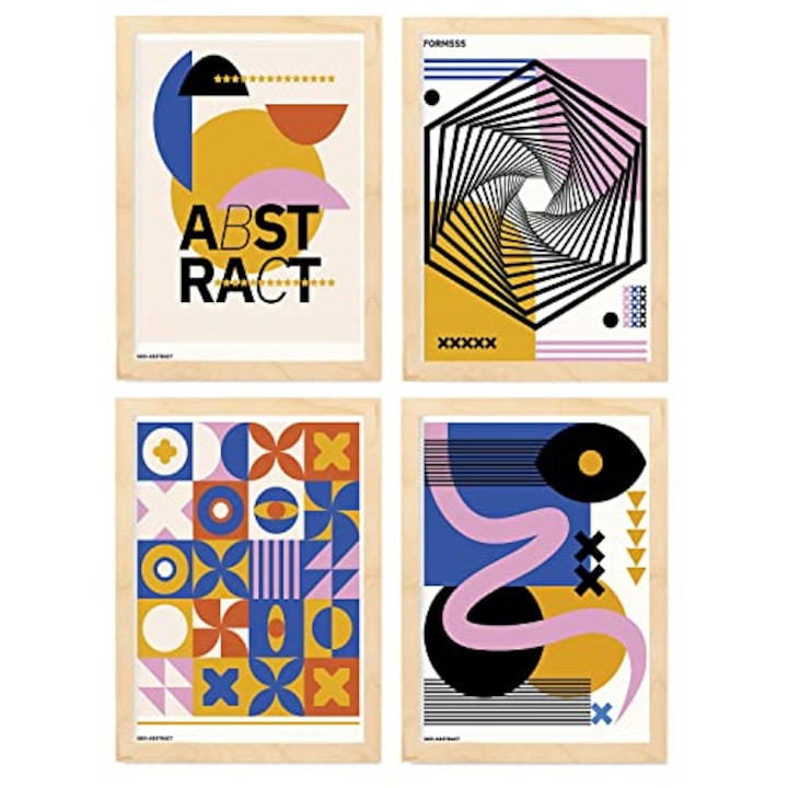 Set de 4 tabouri, Nacnic, Forme Cubism Abstract, Lemn, 18015-4-A4-CM-LW
