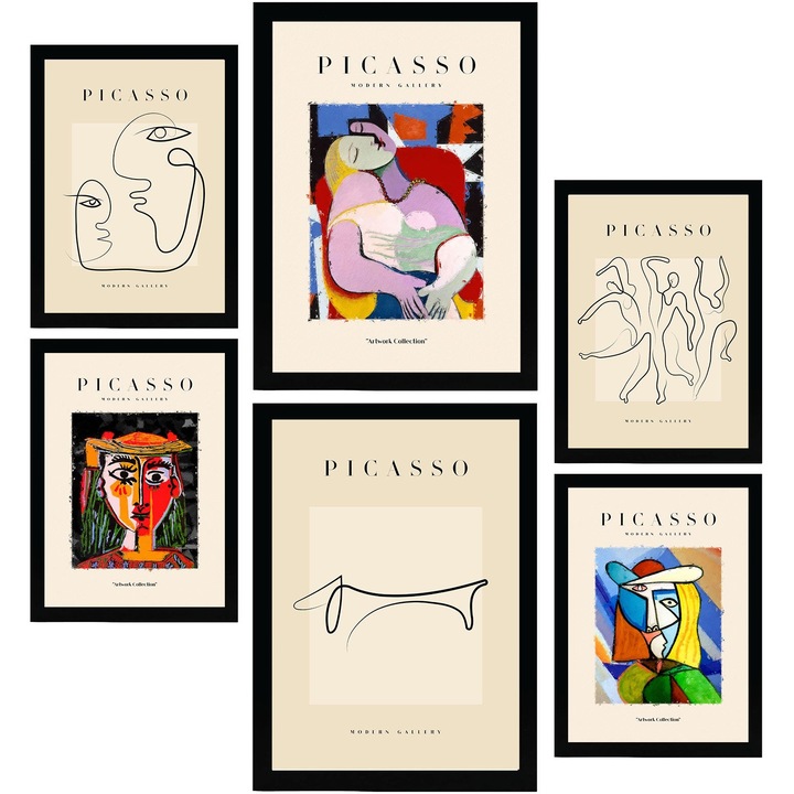 Set de 6 tablouri, Nacnic, Pablo Picasso - Femei, 20182-6-SM