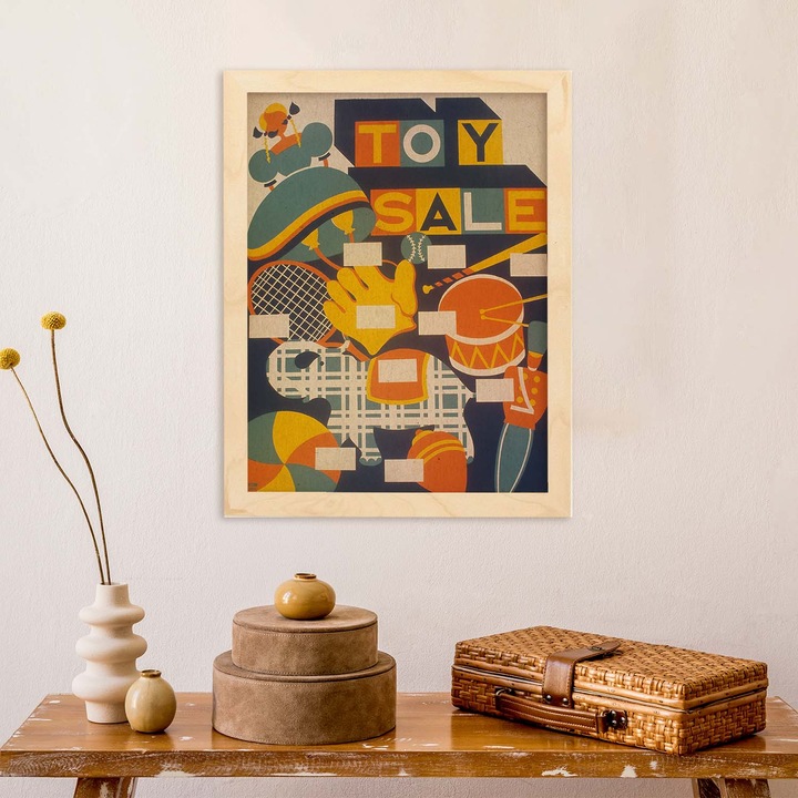 Tablou, Nacnic, Semn Vintage „Vanzare jucarii”, 85191-1-A4-SM