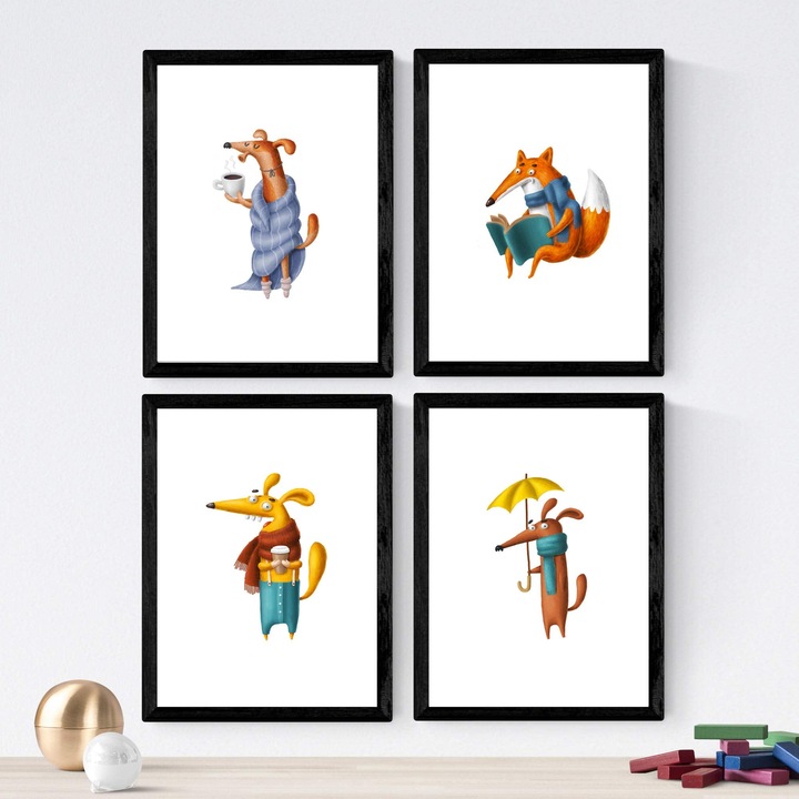 Set 4 postere cu catei,A4-SM