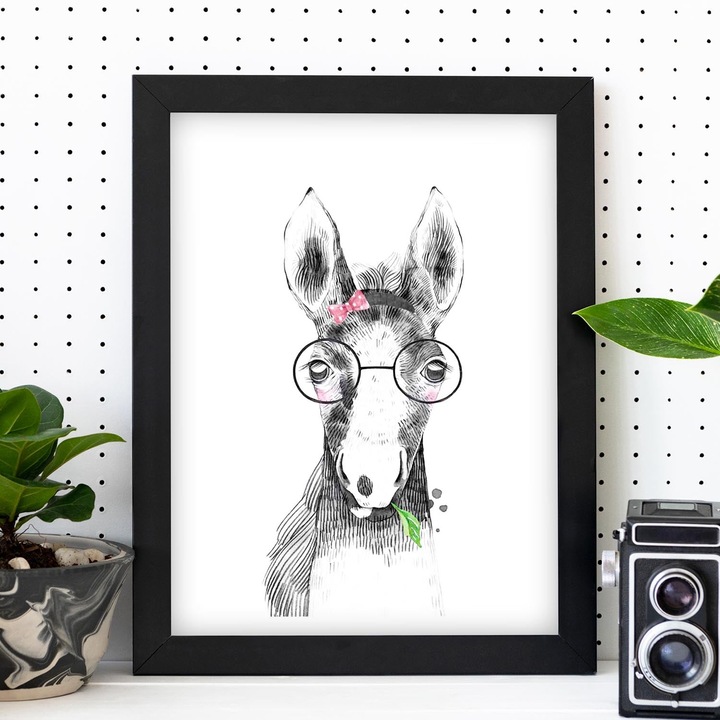 Tablou Nacnic pentru copii, Cal cu ochelari si bentita, 83133-1-A4-SM