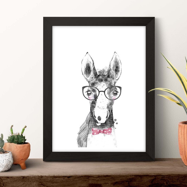 Tablou Nacnic pentru copii, Cal cu ochelari si papion, 83128-1-A4-SM