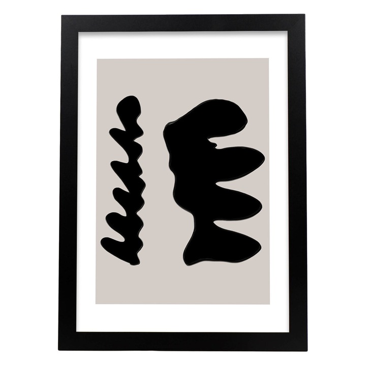 Tablou decorativ, Dreptunghiular, Cu forme, Alb/Negru