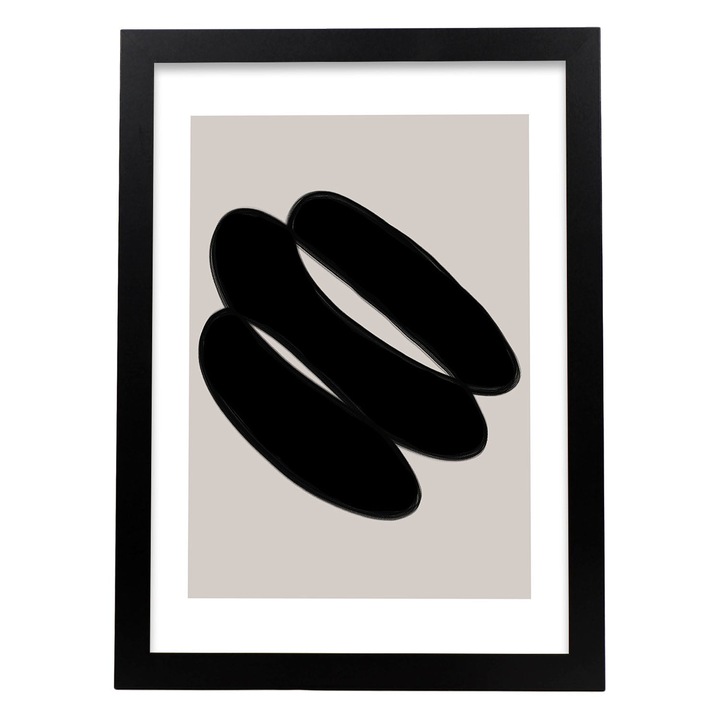 Tablou decorativ, Dreptunghiular, Cu forme, Alb/Negru