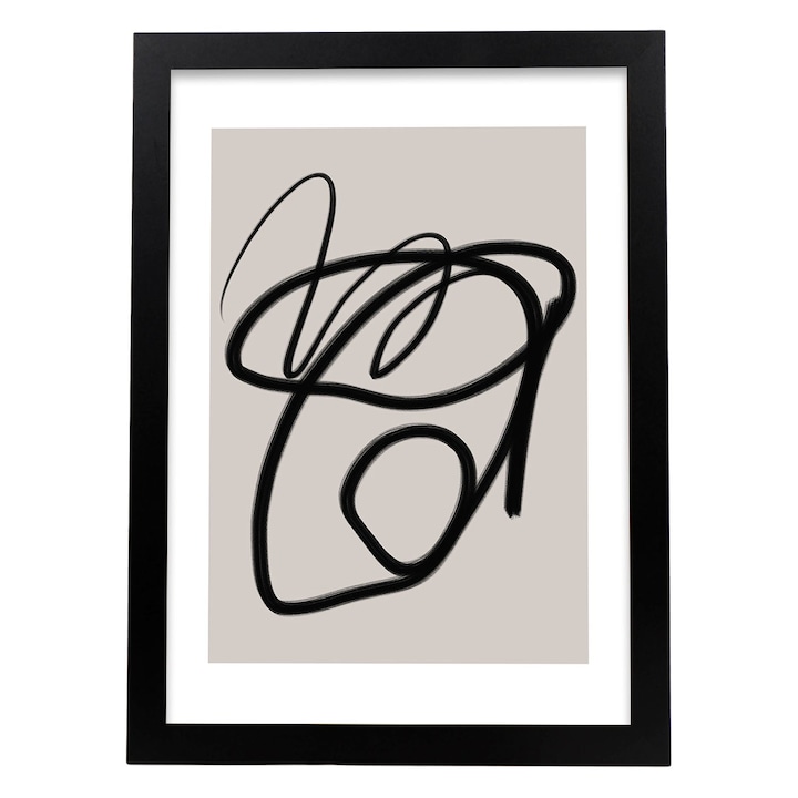 Tablou decorativ, Dreptunghiular, Cu forme, Alb/Negru