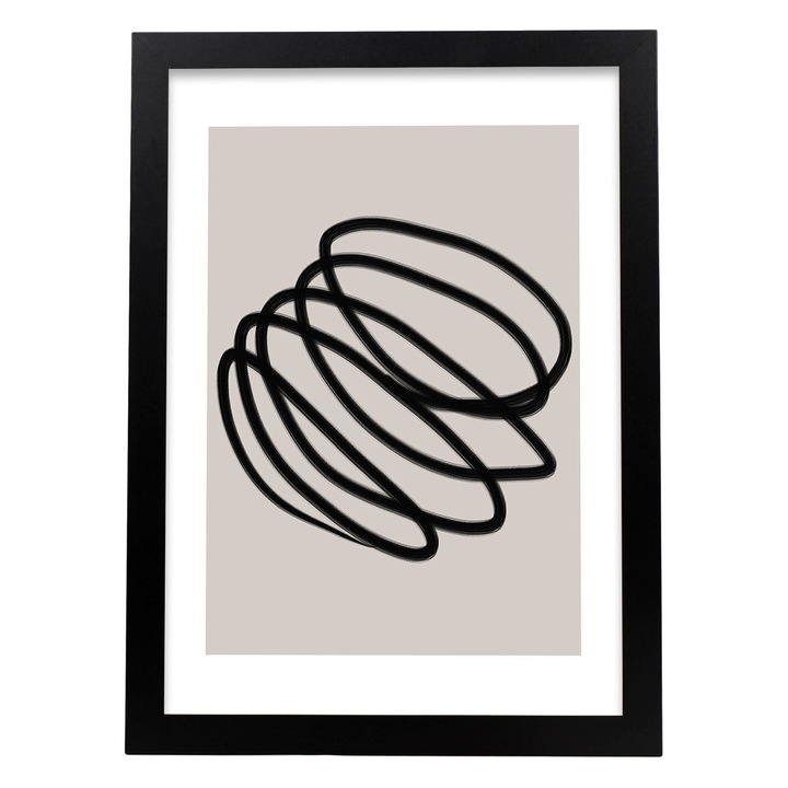 Tablou decorativ, Dreptunghiular, Cu forme, Alb/Negru