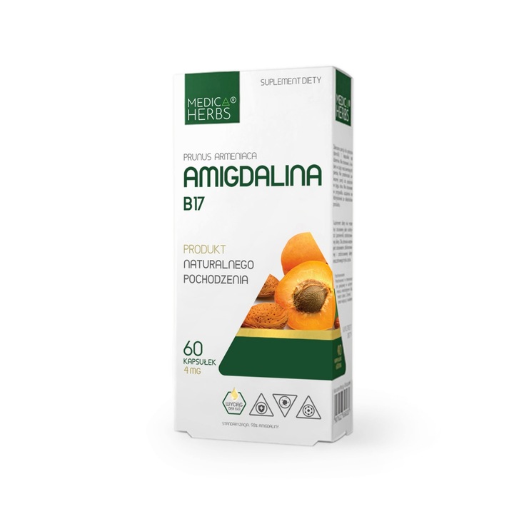 Supliment alimentar, Medica Herbs Amigdalina B17, 4 mg, 60 capsule