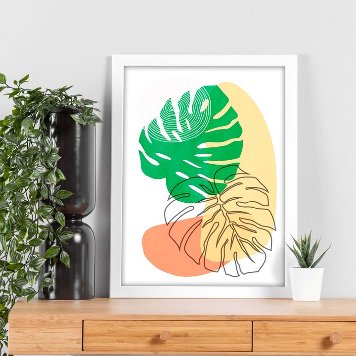 Tablou abstract 6. Poster ilustrativ floral de arta abstracta in ton calde de pamant, 13134-1-A4-SM