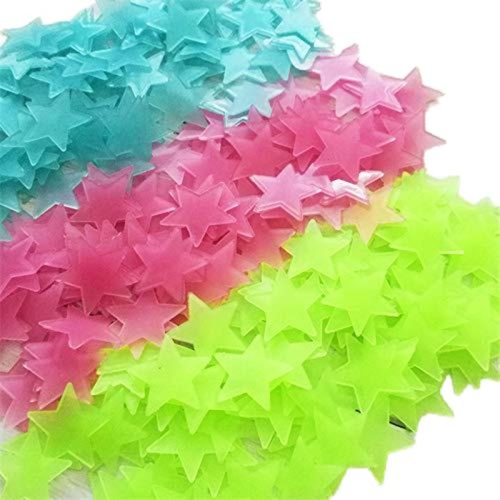 Autocolante fosforescent de perete, sub forma de stele, Nacnic, PVC, 4.2cm, 50buc