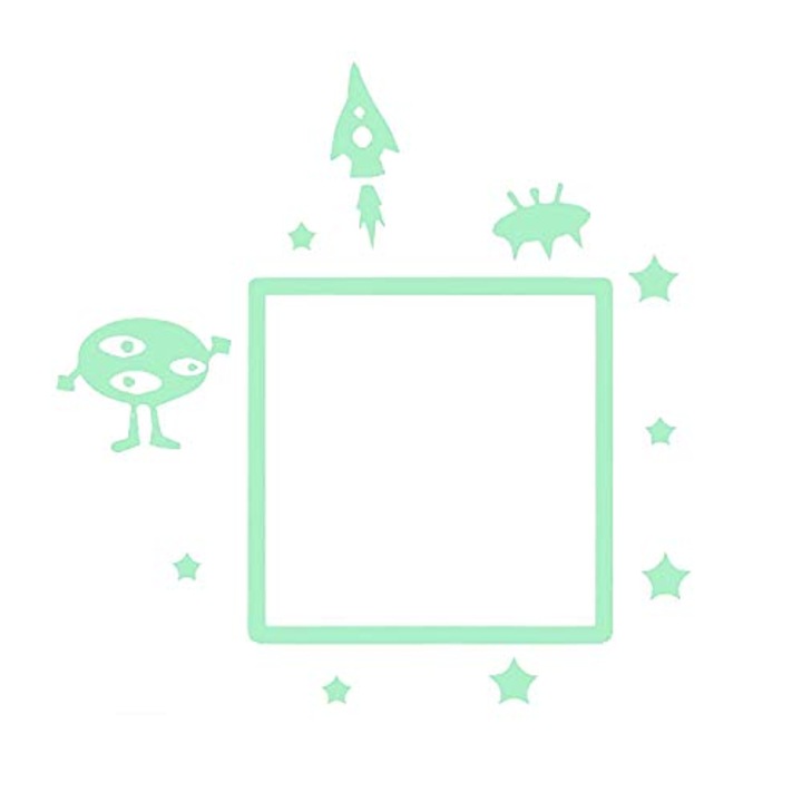 Sticker fosforescent pentru priza Nacnic, Extraterestru, 17x15 cm, PVC, Verde