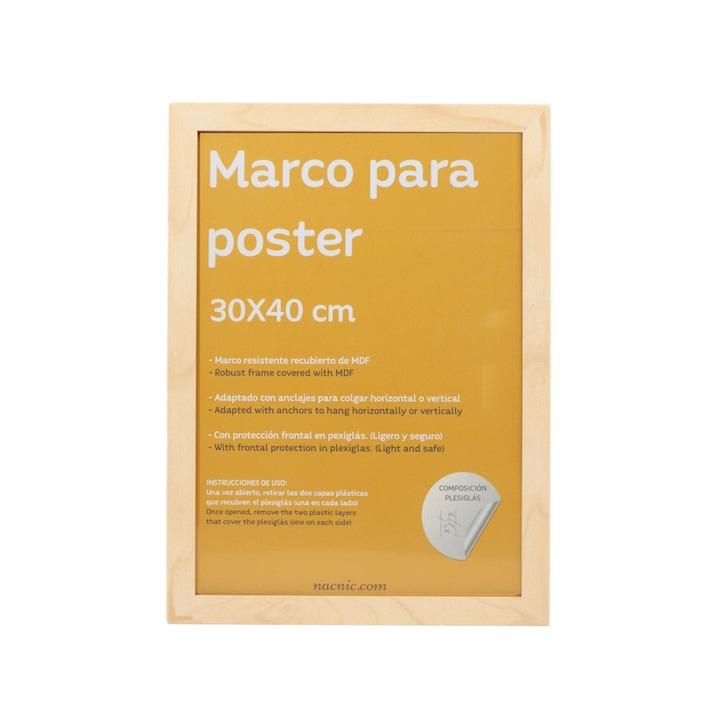 Rama foto simpla, Nacnic, MDF, 30 x 40 cm, Bej