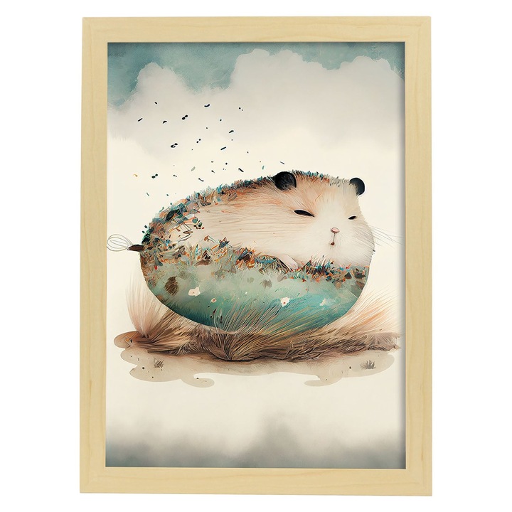 Poster cu hamster, Nacnic, Rame negre, A4