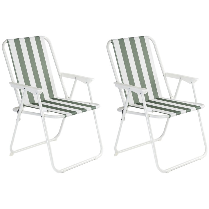 Set 2 scaune pliante Kring Oxford, 60x70 cm, Verde/Alb
