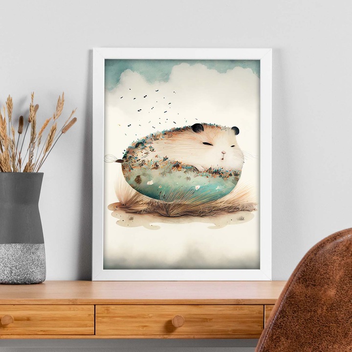 Poster cu animale, Nacnic, Rame albe, A3