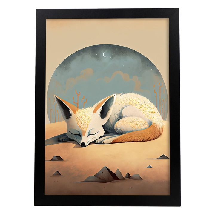 Poster cu animale, Nacnic, Rame negre, A4