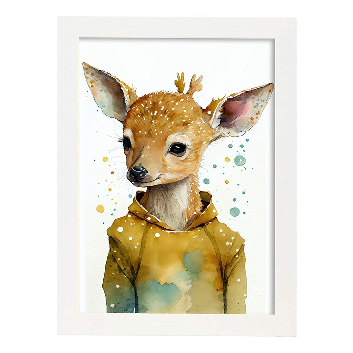 Poster cu animale, Nacnic, Rame albe, A4