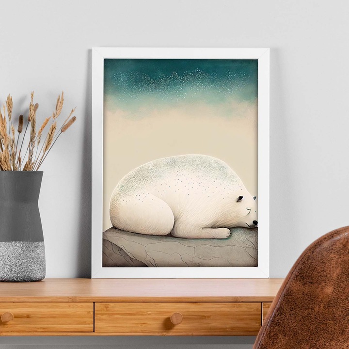 Poster cu urs polar, Nacnic, Rame albe, A4