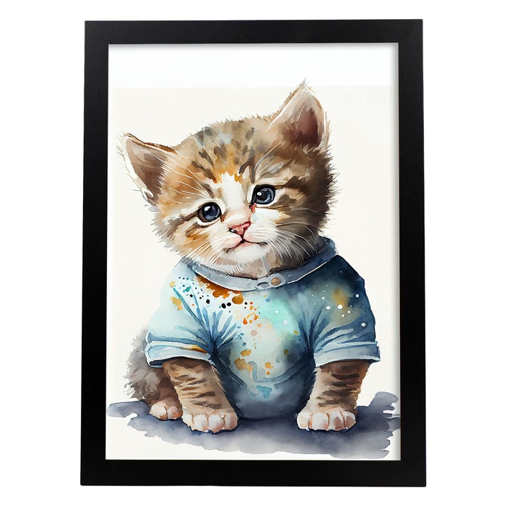 Poster cu pisici, Nacnic, Rame negre, A4