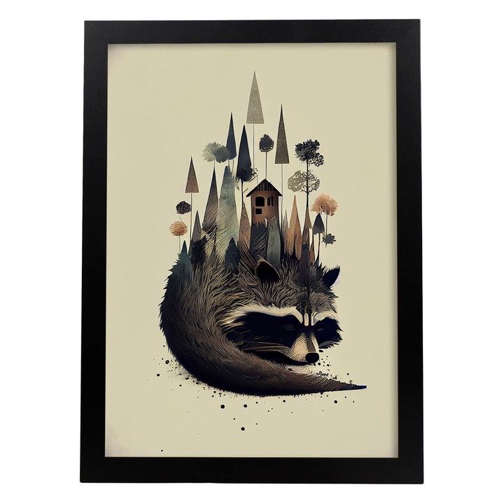 Poster decorativ de perete, Nacnic, Rame negre, A4