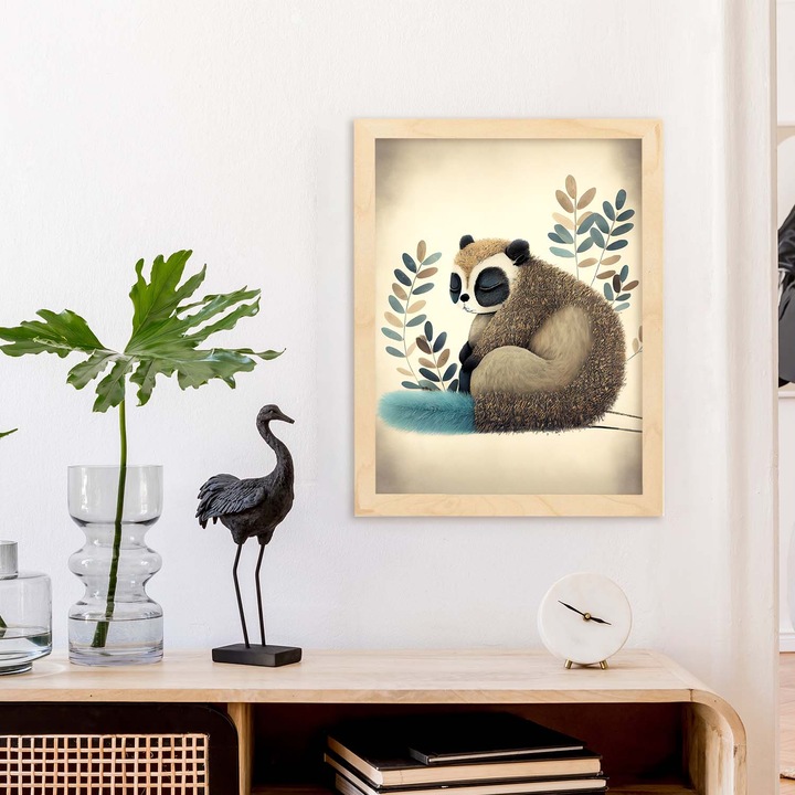 Poster cu animale, Nacnic, Rame bej, A4