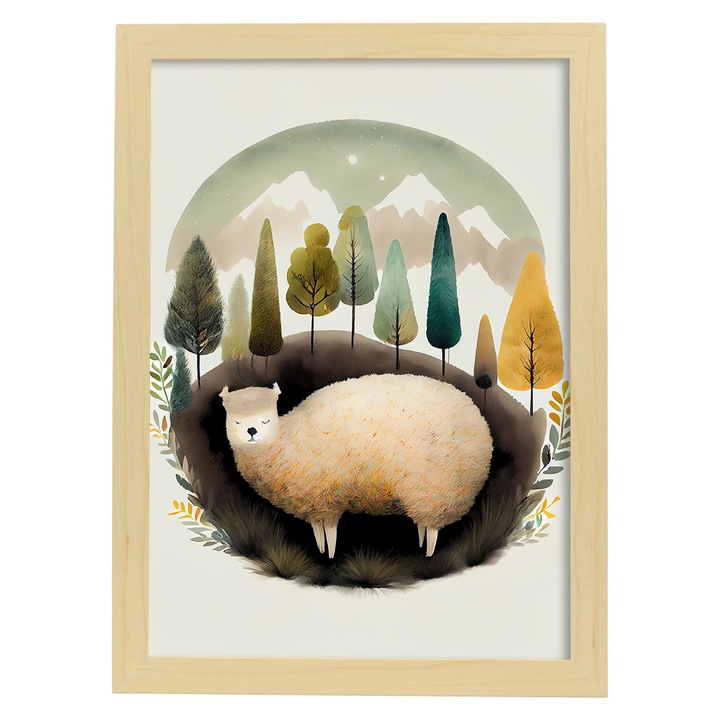 Poster cu animale, Nacnic, Rame bej, A4