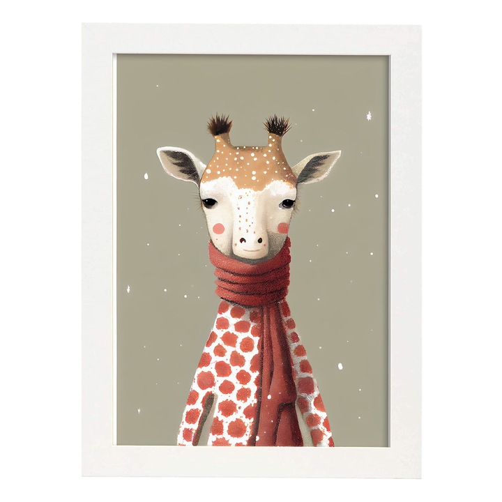 Tablou, Nacnic, Girafa, Rame albe, A4, 101082-1-A4-CM-ALB