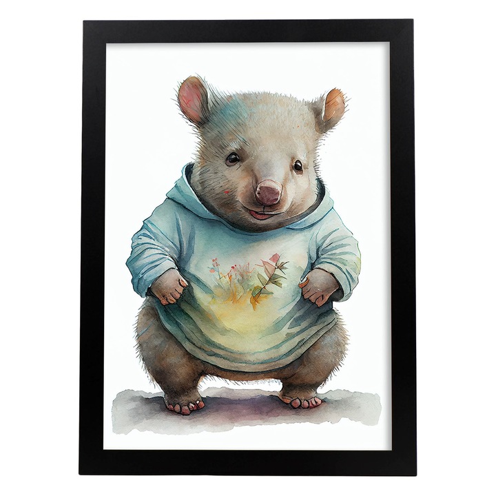 Poster cu animale, Nacnic, Rame negre, A4