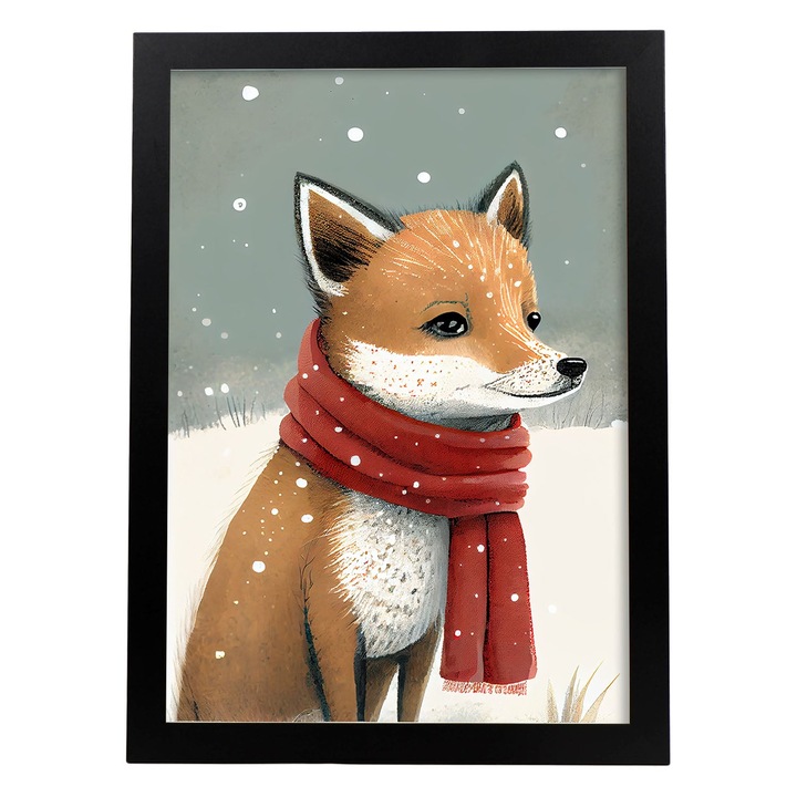 Poster cu vulpe, Nacnic, Rame negre, A4