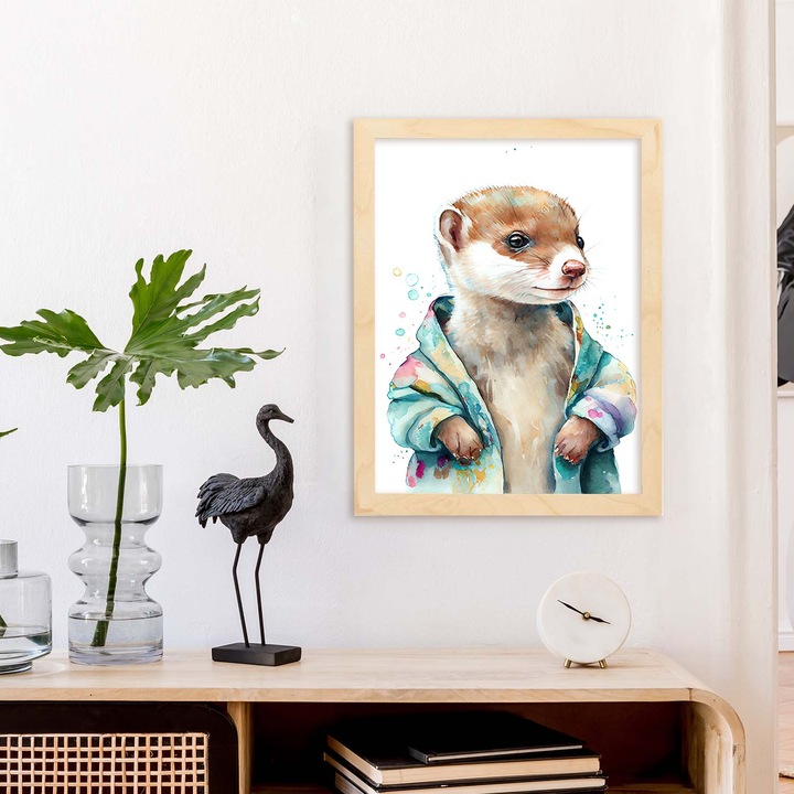 Poster cu animale, Nacnic, Rame bej, A3